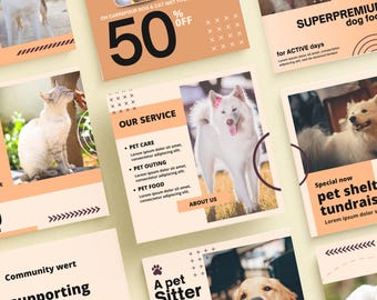 Pet Shop Instagram Post Templates | Editable Canva Social Media Design
