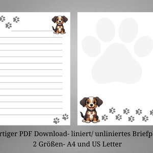 Dog Stationery, Line Sheet, Writing Paper Printable, Unlined Sheet, Printable Paper, Letter Writing Paper