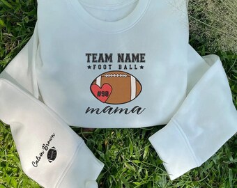 Personalized Football Mama Embroidered Sweatshirt- Football Embroidered Hoodie, Football Player Gift, Given To Football Fans