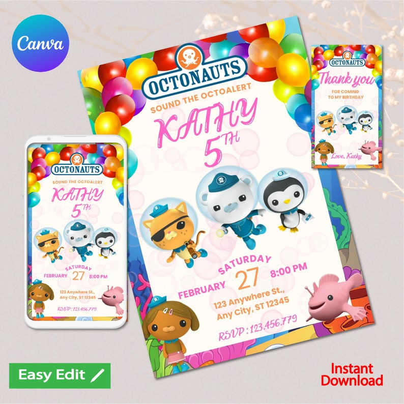Editable the Octonauts Birthday Invitation Template, Printable Birthday ...