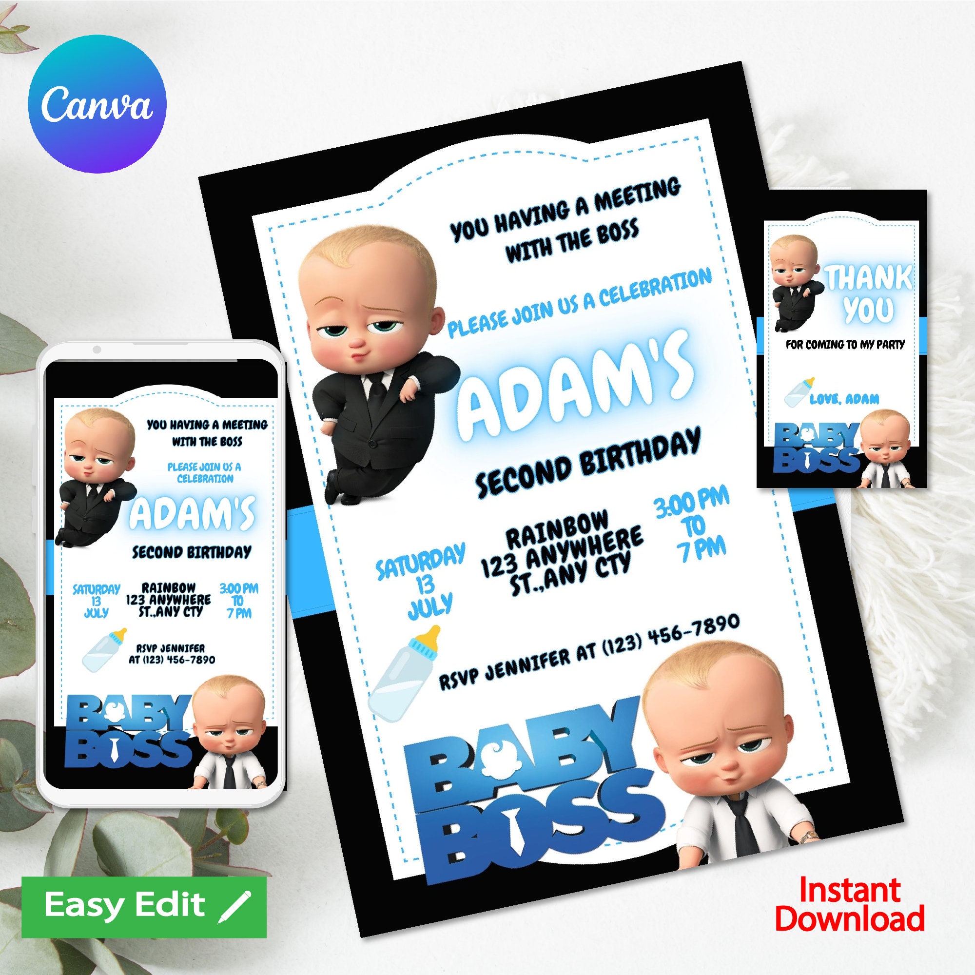 Boss baby 2024 invitation template