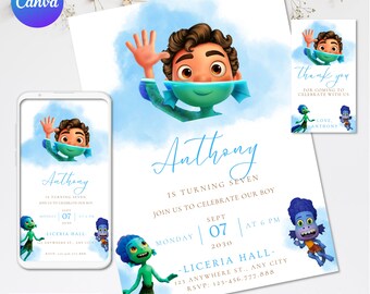 Luca invitation Luca Birthday Invite Printable invitation Luca Party Invites Digital download Editable Template, canva