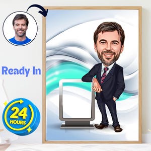 Custom Man Caricature from Photo, Personalized Portrait Drawing, Unique Holiday Gift caricature from photo, Halloween gift, gift for him