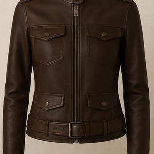 Women&#39;s Brown Leather Jacket-Vintage Style Handmade Genuine Leather Jacket For Women-Classic Street Wear Style Women&#39;s Real Leather Coat