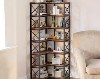 7-Tier-Bücherregal-Eckregal im Industriedesign