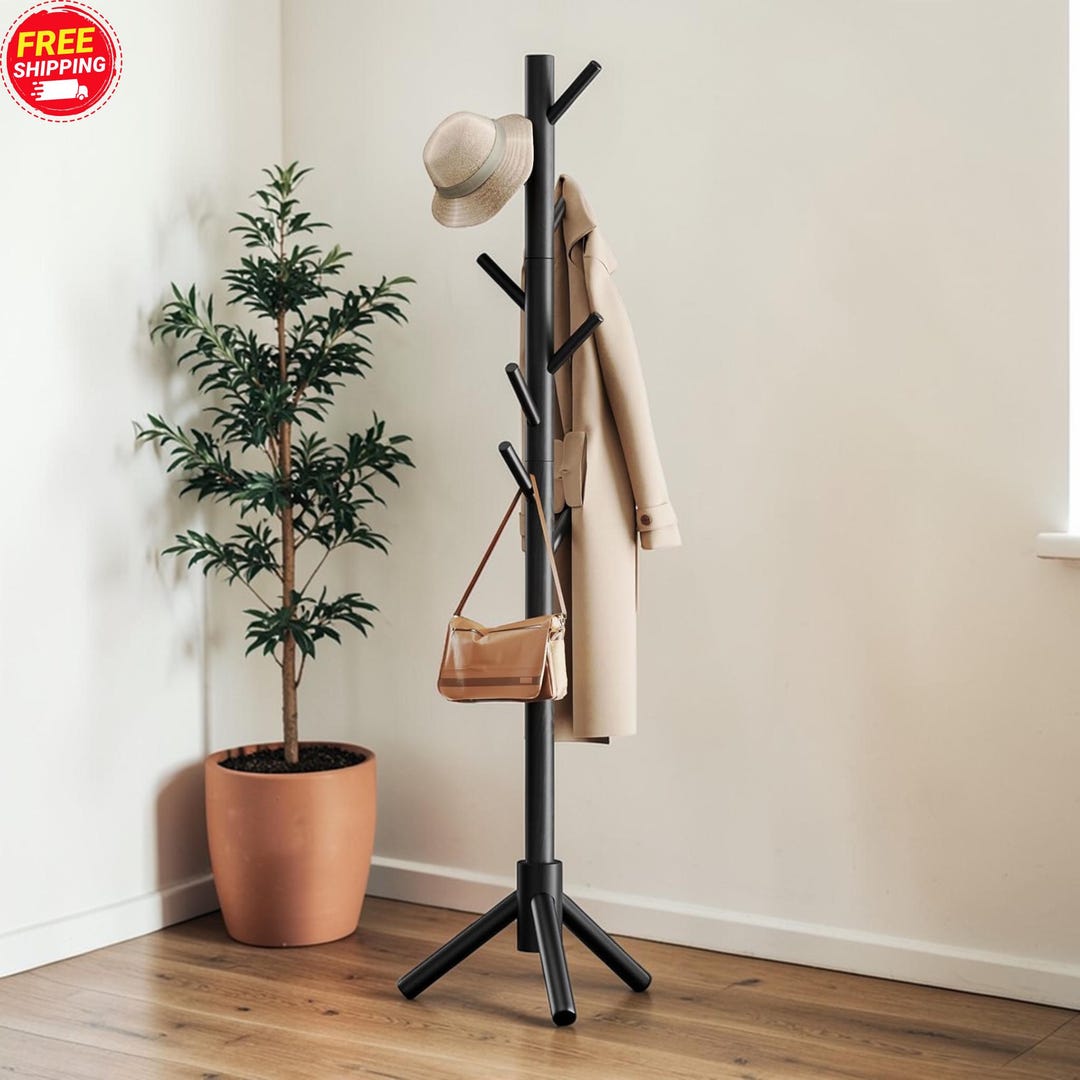 Adjustable Wooden Coat Tree Rack Stand - Etsy