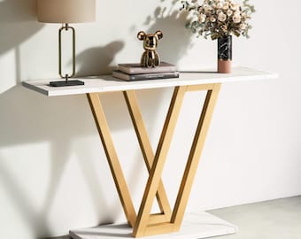 Mesa consola industrial estrecha, sofá para recibidor o pasillo