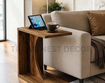 Modern C Shaped Sofa Side Table Small Space