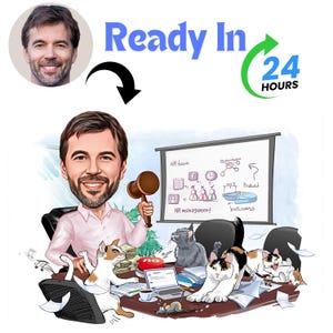 Custom Male Veterinarian Cartoon Portrait Personalized Animal Care Art with Your Face  Digital Download for Vets Pet Doctor