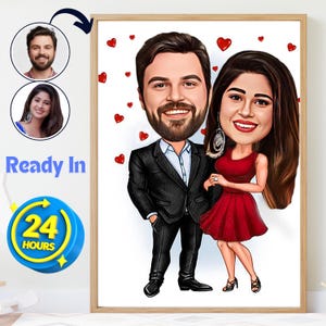 Anniversario personalizzato - Ritratto personalizzato per anniversario, San Valentino e matrimonio - Regalo unico per San Valentino / Arte digitale