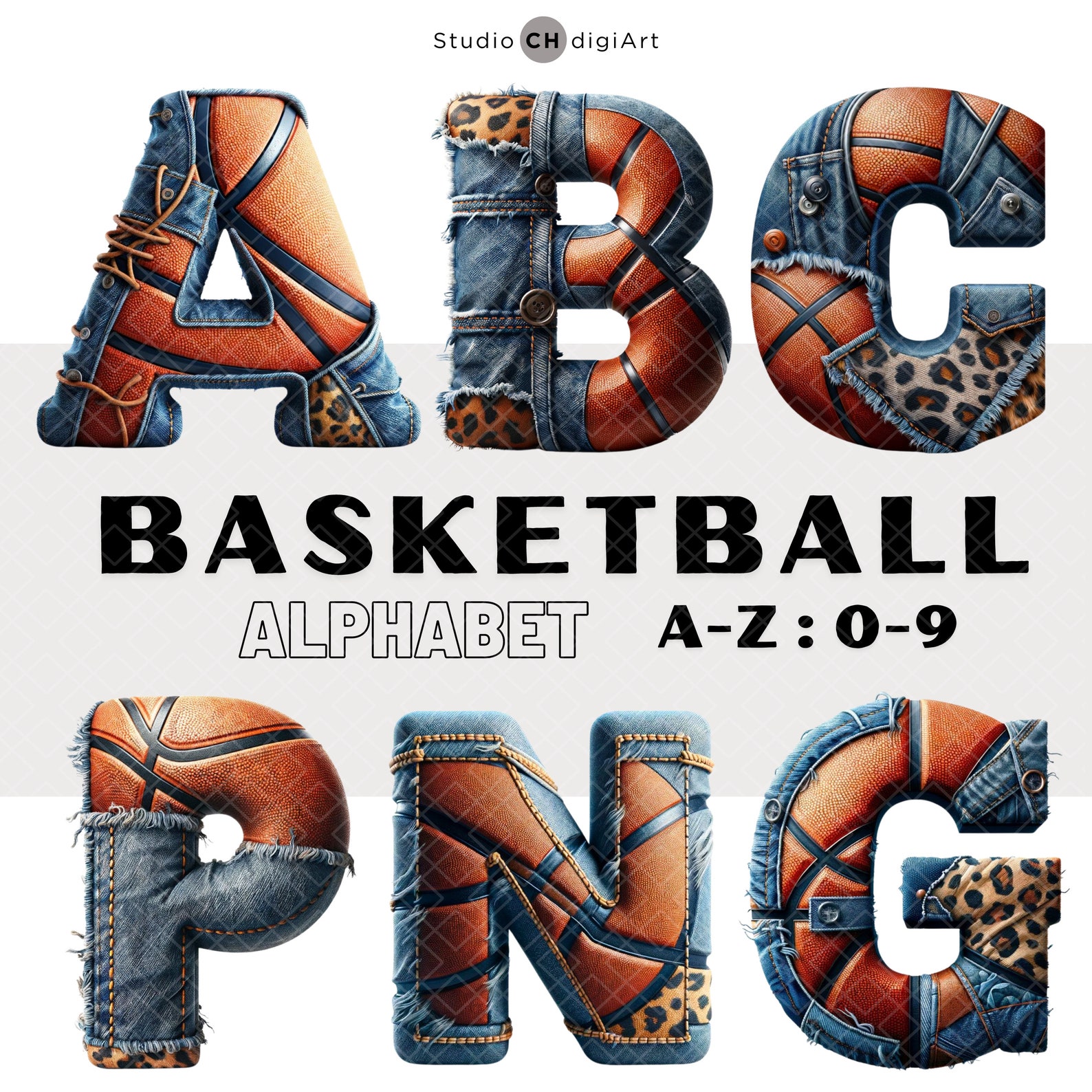 Basketball-leopard-denim Alphabet PNG, 3D Basketball Font, Basketball ...
