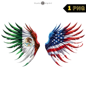 Mexicaans-Amerikaanse vlag vleugels png, 3D-vleugels van Mexico, clipart Mexico Amerika, Mexico vlag clipart, vlag van de VS PNG, Amerikaanse vlag adelaar