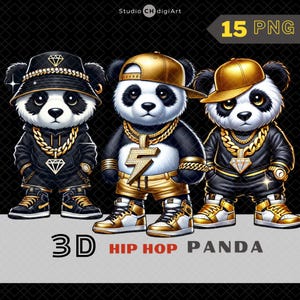 3D Hip Hop Panda Clipart, Panda PNG, 3D Teddy Bear, Hip Hop Bear PNG, Panda T-shirt Design , Gangster Bear, Urban Style Design, Cool Panda