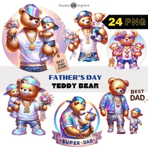 Clipart ours en peluche fête des pères, papa et moi, chemise fête des pères, famille ours, papa ours, père fils, père fille, père ours graphiques