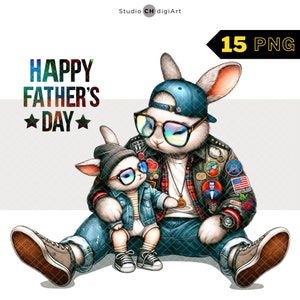Clipart de coelho para o dia dos pais, coelho PNG, papai coelho, papai coelho, dia dos pais PNG, camiseta com estampa do dia dos pais, super pai, presente para o dia dos pais