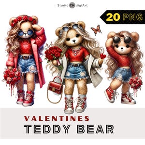 Valentines Teddy Bear Clipart, Valentine Bear, Girl Teddy Bear PNG , Valentines Day, Valentine PNG, Valentine Day PNG, Valentines Day Shirt