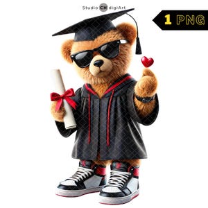 Bear Graduate Clipart, Class of 2025 Graduation, Graduation Boy Teddy Bear PNG, Graduation Clipart, Graduation Boy with Sunglasses,#06
