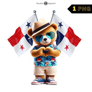 Panama Bär Clipart, Teddybär und Oldtimer, Panama City Beach, Panama Clipart, Panama Flagge PNG, Panama PNG, Panama Hut, #04