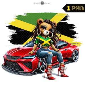 Jamaikanische hübsche Frauen Clipart, Jamaika Flagge Teddy, Jamaika SuperCar, Jamaika PNG, weiblichen Teddybär, Mädchen Teddybär