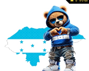 Hip Hop Honduras Bear Clipart, 3D Boy Teddy Bear PNG, Honduras Clipart, Honduras Flag Teddy, Honduras Flag PNG, Honduras PNG, #04