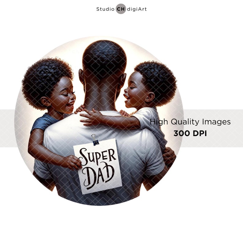 Black Father's Day Clipart, Dad With Son and Daughter, Fatherhood PNG ...