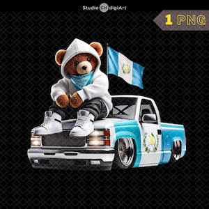 Hip Hop Guatemala Bär Clipart, 3D Junge Teddybär PNG, Guatemala Clipart, Guatemala Flagge PNG, Guatemala PNG, Cooler Pick Up Truck