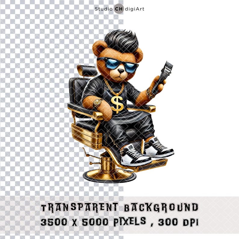 Hip Hop Teddy Bear Barber Clipart, Barber Vintage, Barber PNG, Barber ...