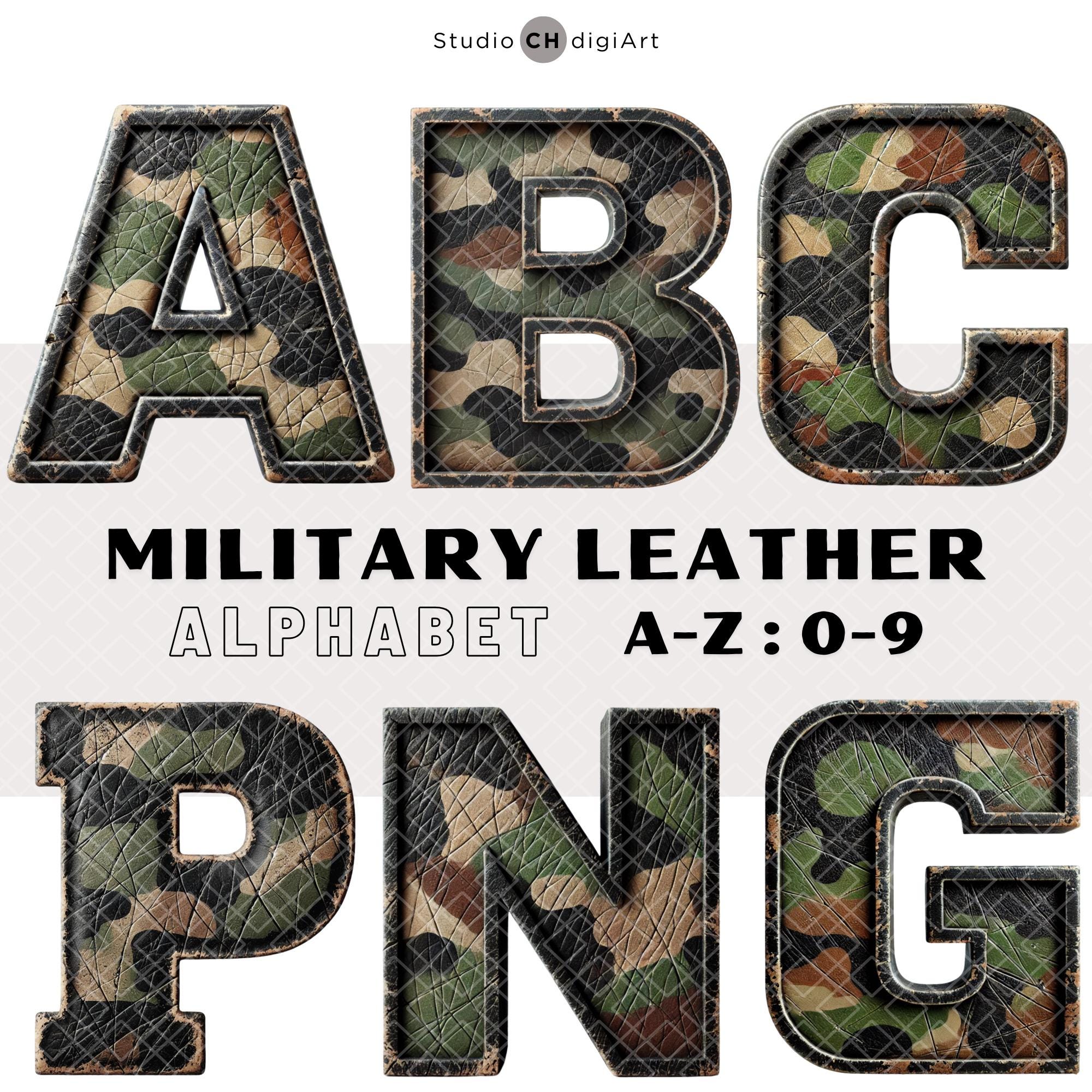 Military Leather Alphabet Letters & Numbers, Camouflage Letter ...