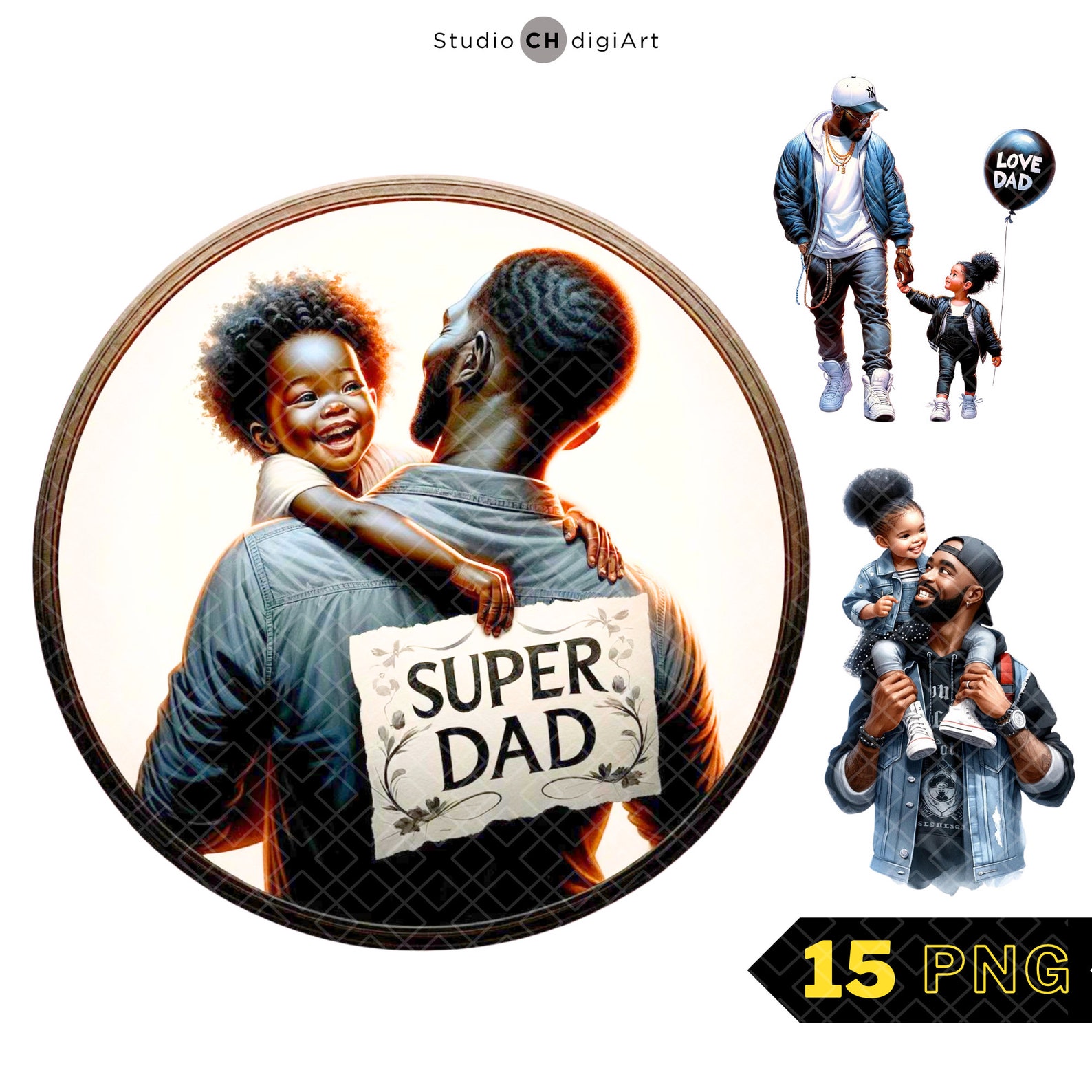 Black Father's Day Clipart, Dad and Daughter PNG, Fatherhood PNG, Daddy ...