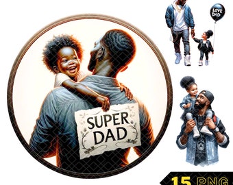 Black Father's Day Clipart, Dad and Daughter PNG, Fatherhood PNG, Daddy Watercolor, Daddy clipart, Father Day Graphics Shirt, Daddy and Me