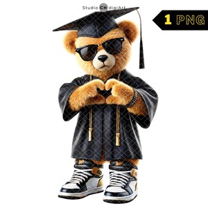 Bear Graduate Clipart, Class of 2025 Graduation, Graduation Boy Teddy Bear PNG, Graduation Clipart, Graduation Boy with Sunglasses,#08