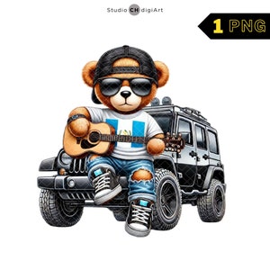 Hip Hop Guatemala Bär Clipart, 3D Junge Teddybär PNG, Guatemala Clipart, Gitarrenbär PNG, Guatemala PNG, Cooler Pick Up Truck