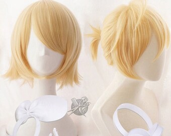 Anime, Cosplay Wig, Rin Len, Blond Hair, Heat Resistant, For Cosplay Events