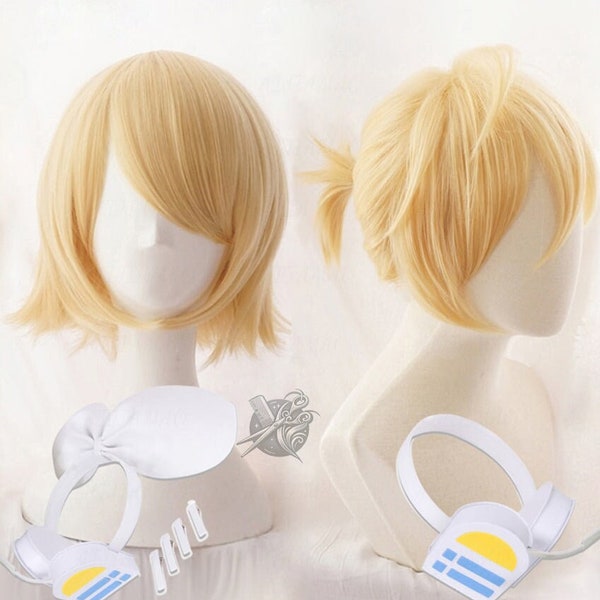 Anime, Cosplay Wig, Rin Len, Blond Hair, Heat Resistant, For Cosplay Events