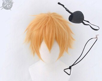Cosplay Anime Wig, Denji, Golden Short, Heat Resistant, For Cosplay Events