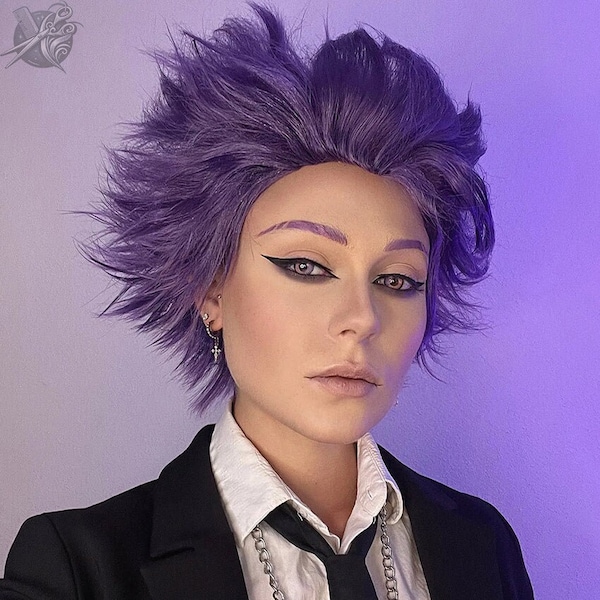 Cosplay Anime Wig, Hitoshi Shinso, Short Purple, Synthetic, For Cosplay Events