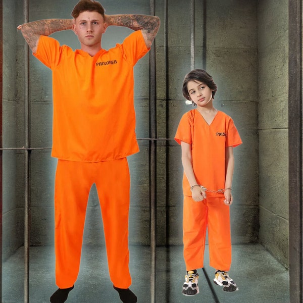 Déguisement de prisonnier, Détenu orange, enfants et adultes, Déguisement de prisonnier, Déguisement de prisonnier, Combinaison