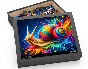 Colorful Snail Rolling in Rainbow Paint Puzzle (120, 252, 500-Piece)