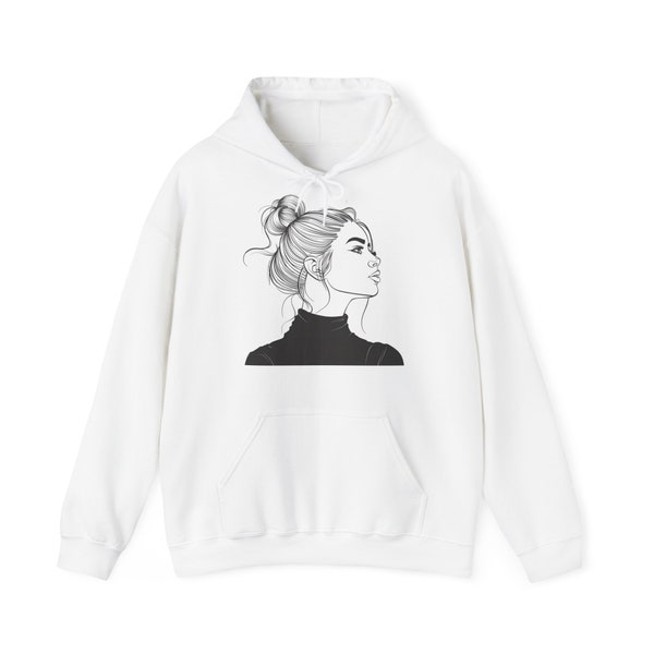 Attractive Woman Line Art Unisex Heavy Blend™ Hooded Sweatshirt