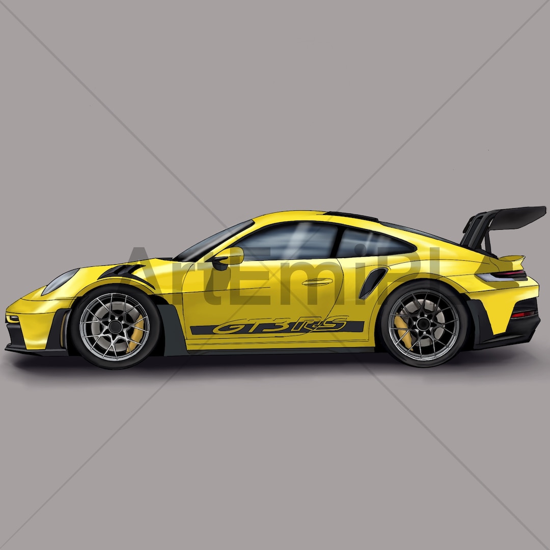 Porsche GT3 RS, Downloadable Illustration, JPG, 2048x2048xp - Etsy