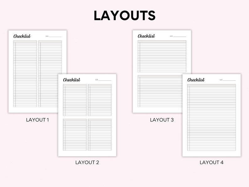 Checklist Rows Minimalist Blank Digital Checklist Template, Printable Task List ...