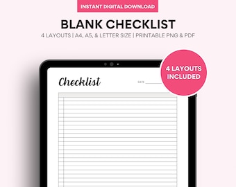 Minimalistische leere digitale Checkliste Vorlage, druckbare Aufgabenliste Planer