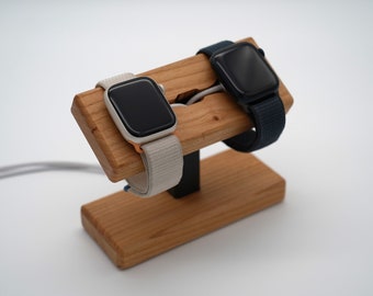 Apple Watch charging station for 2 watches - holder made of wood and stainless steel