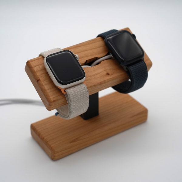 Apple Watch Ladestation für 2 Uhren - Halterung aus Holz und Edelstahl