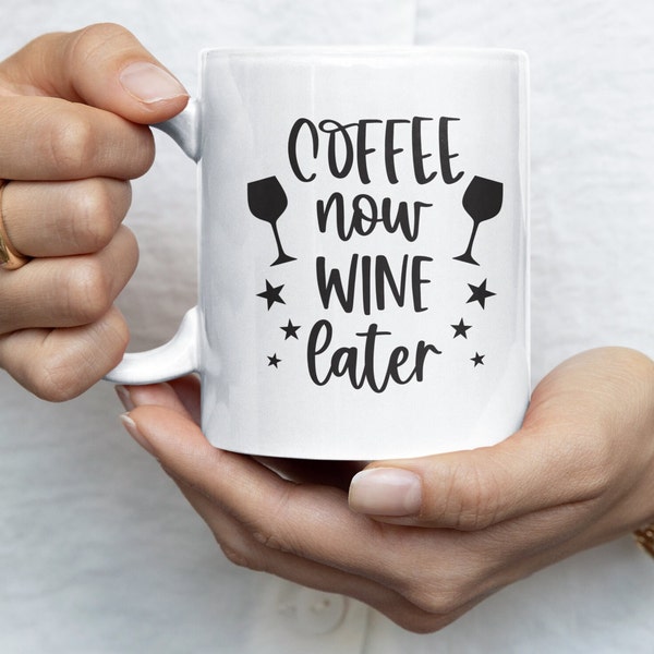 Wine Later, Easy Gift, Hip Design, Caffeine, Coffee, Beverage, Morning Brew, Office Cup, Funny Pun, Minimalistic, Gift, Hipster, Home, Cheap