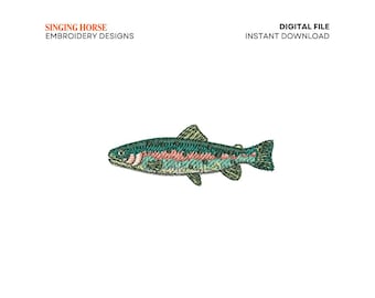 Rainbow Trout Fish Embroidery Design: Fishing Design, PES DST format, 4x4 inch hoop