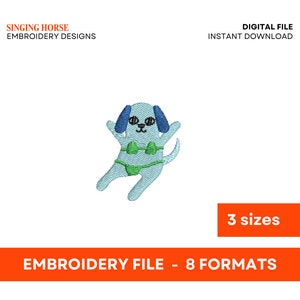 Dog Embroidery Design- 3 sizes - Cartoon Dog in a Bikini Machin Embroidery Design for PES, Instant Download