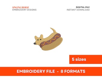Dog-Hotdog Hybrid Embroidery Design: Fun Machine File (Instant Download)