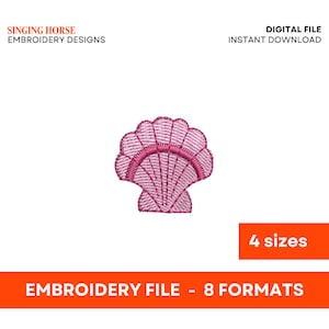 Muschel Stickdatei - 4 Größen - Stickdatei für die Stickmaschine, Maschinenstickerei, Instant Download