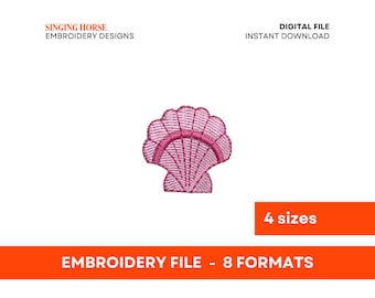 Seashell Embroidery Design: Mini Clamshell File (Instant Download)